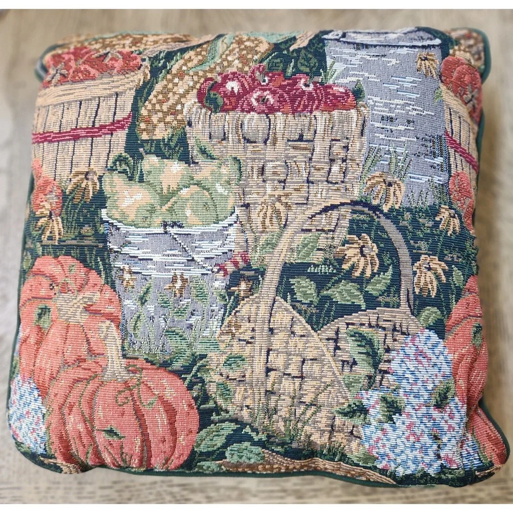 Tapestry Pillow Fruit Baskets Pumpkin Fall Tapestry Pillow Country Throw Pillow